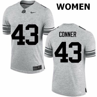 NCAA Ohio State Buckeyes Women's #43 Nick Conner Gray Nike Football College Jersey QTC5845ZE